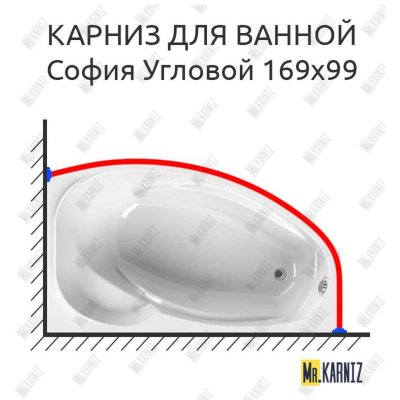 Карниз для ванной Vannesa София Угловой 169х99 Усиленный 20 мм MrKARNIZ