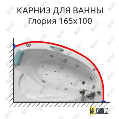 Карниз для ванны Bellrado Глория 165х110 Усиленный 20 мм MrKARNIZ